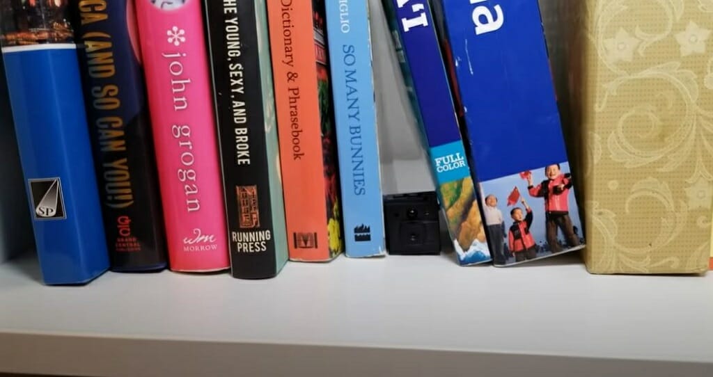 camera hidden in books