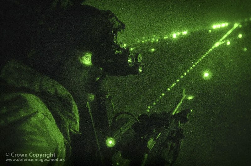 RAF loadmaster with night vision goggles